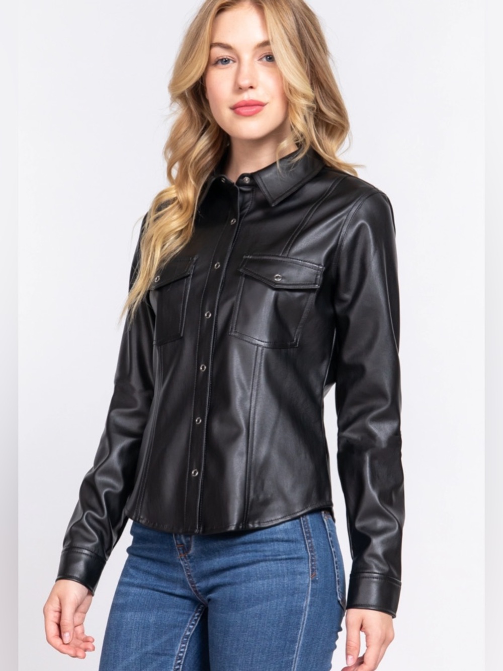 Faux Leather Shirt/Jacket